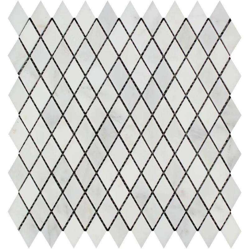 Asian Statuary (Oriental White) Marble 1x2 Diamond Polished Mosaic Tile.