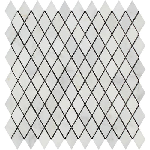 Asian Statuary (Oriental White) Marble 1x2 Diamond Polished Mosaic Tile.