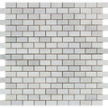 Asian Statuary (Oriental White) Marble Honed Mini Brick Mosaic Tile.
