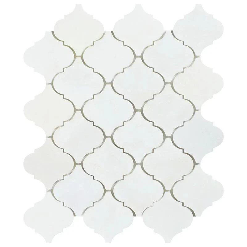 Asian Statuary (Oriental White) Marble Lantern Polished Mosaic Tile.