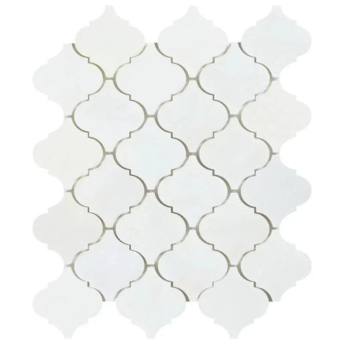 Asian Statuary (Oriental White) Marble Lantern Polished Mosaic Tile.