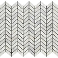 Asian Statuary (Oriental White) Marble Mini Chevron Honed Mosaic Tile.