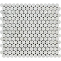 Asian Statuary (Oriental White) Marble Pennyround Honed Mosaic Tile.
