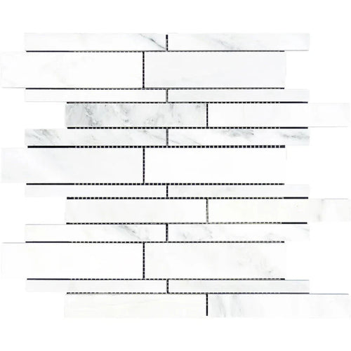 Asian Statuary (Oriental White) Marble Random Insert Honed Mosaic Tile.