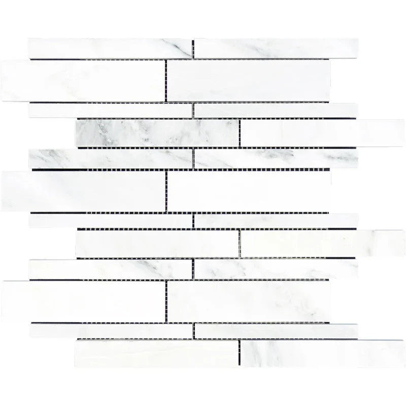Asian Statuary (Oriental White) Marble Random Insert Polished Mosaic Tile.