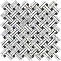 Oriental White Honed Marble Stanza Mosaic Tile w/ Black Dots.