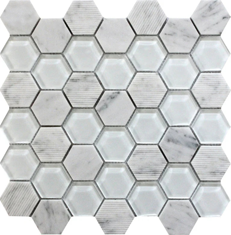 Bali Mantra Carrara Bianco Carrara/ Glass Mosaic Tile.