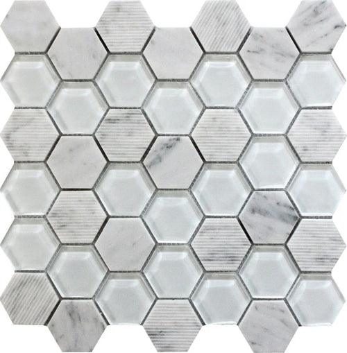 Bali Mantra Carrara Bianco Carrara/ Glass Mosaic Tile.