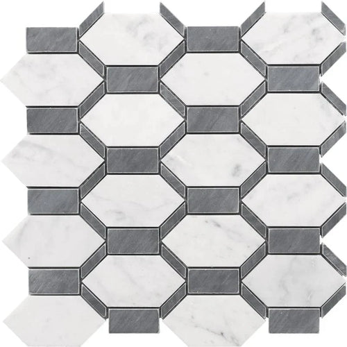 Bardiglio Carrara Marble Geo Special Design Mosaic Tile.