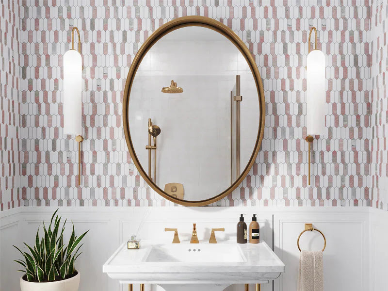 BERGEN Thassos, Norway Rose Mosaic Tile - stoneandtiledepot.com