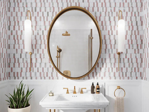 BERGEN Thassos, Norway Rose Mosaic Tile - stoneandtiledepot.com