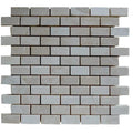 Botticino Beige Marble 1x2 Tumbled Mosaic Tile.