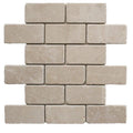 Botticino Beige Marble 2x4 Tumbled Mosaic Tile.