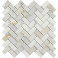 Calacatta Gold Marble 1x2 Herringbone Polished Mosaic Tile.