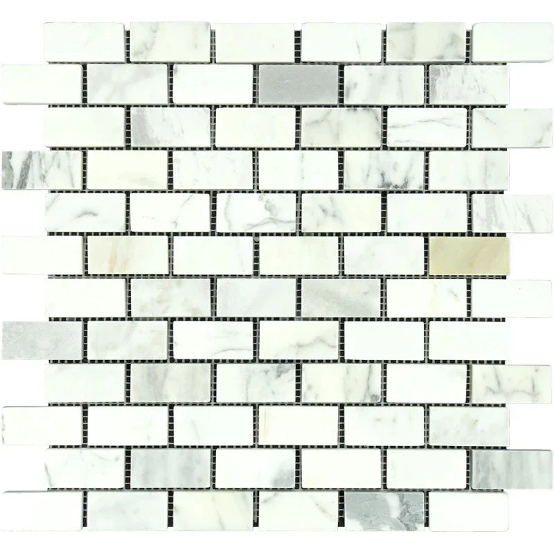 Calacatta Gold Marble 1x2 Polished Mosaic Tile.
