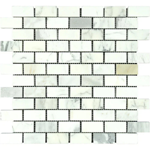 Calacatta Gold Marble 1x2 Polished Mosaic Tile.
