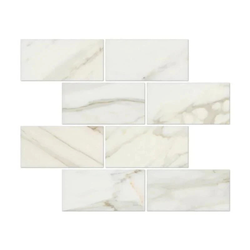Calacatta Gold Marble 3x6 Polished Tile.