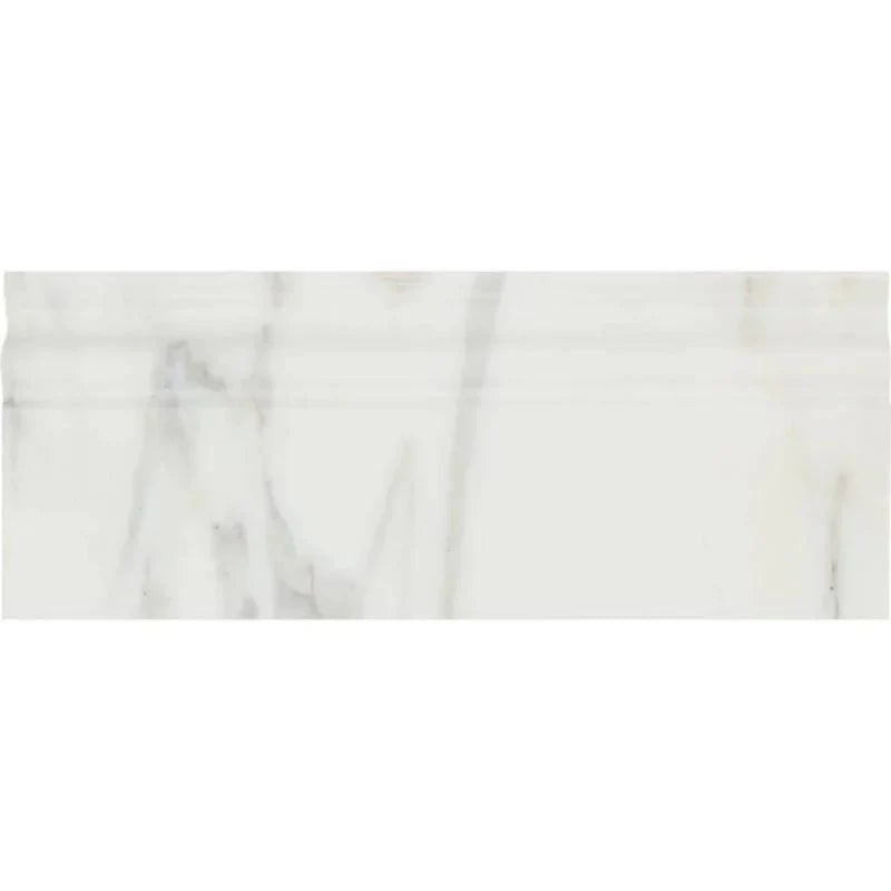 Calacatta Gold Marble 4 3/4x12 Honed Baseboard Molding.