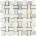 Calacatta Gold Marble Basketweave Polished Mosaic Tile.