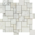 Calacatta Gold Marble Mini Versailles Pattern Honed Mosaic Tile.