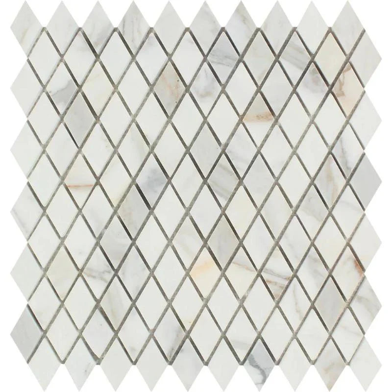 Calacatta Gold Marble Polished 1x2 Diamond Mosaic Tile.