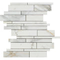 Calacatta Gold Marble Random Insert Strip Honed Mosaic Tile.