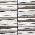 Cityscape Layers White Glass, Stone Mosaic Tile.