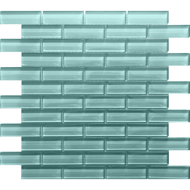 COLOR PALETTE AQUA 1x3 BRICK GLOSS glass Mosaic Tile.