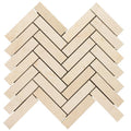 Crema Marfil Marble 1x4 Herringbone Polished Mosaic Tile.