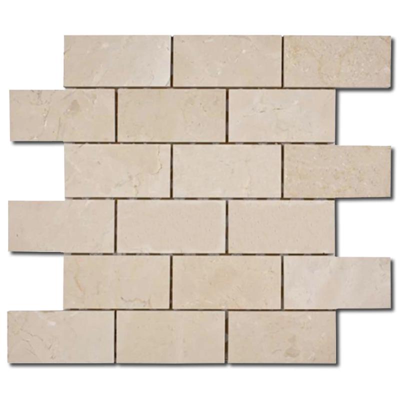 Crema Marfil Marble 2x4 Polished Mosaic Tile.