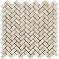 Crema Marfil Marble Mini Herringbone Polished Mosaic Tile.