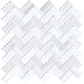 Dolomite Pearl Marble 1x2 Herringbone Polished Mosaic Tile.