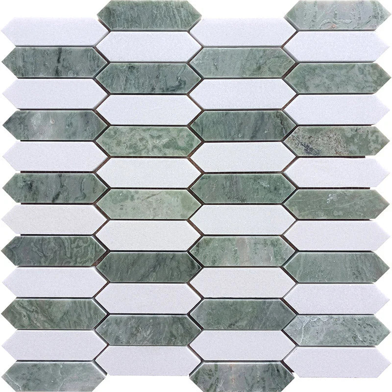 DUBLIN Mint Green, Thassos Mix Mosaic Tile - stoneandtiledepot.com