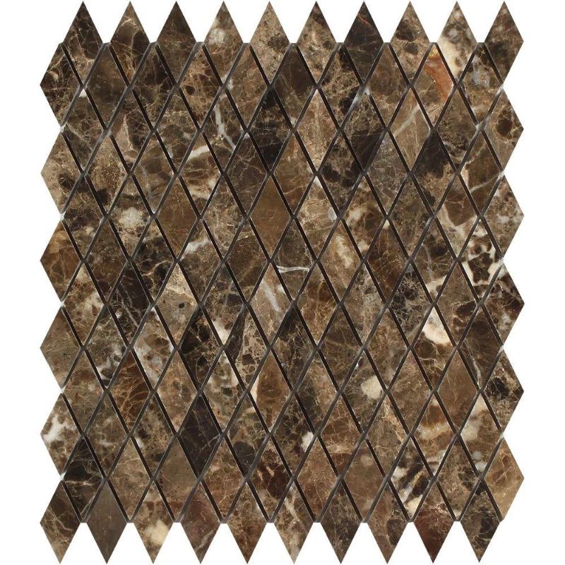 Emperador Dark Marble Polished 1x2 Diamond Mosaic Tile.