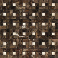 Emperador Dark Spanish Marble Pinwheel w/Crema Marfil dots Polished Mosaic Tile.