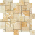 Honey Onyx Micro Mini Pattern Polished Mosaic Tile.