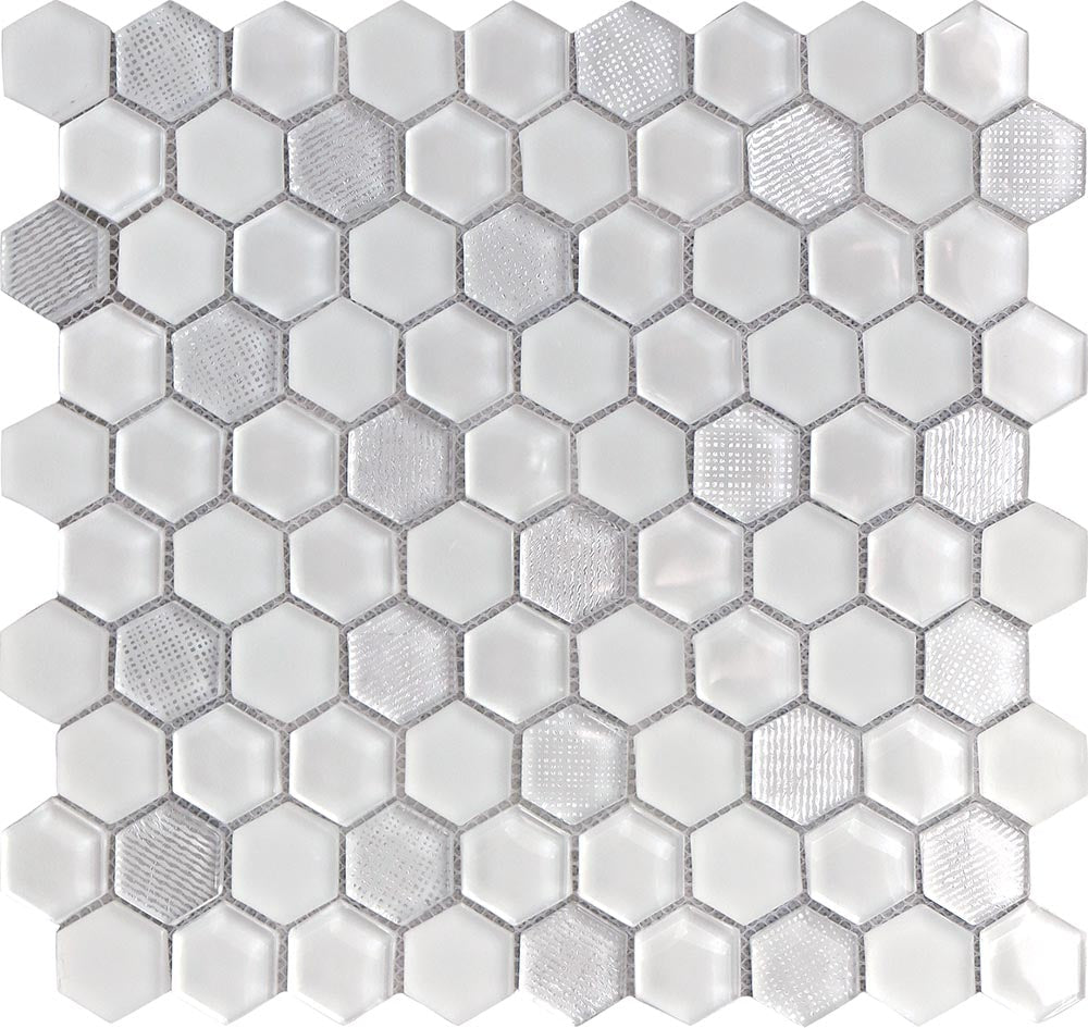 ICELAND GEYSER HEx Glass Mosaic Tile.