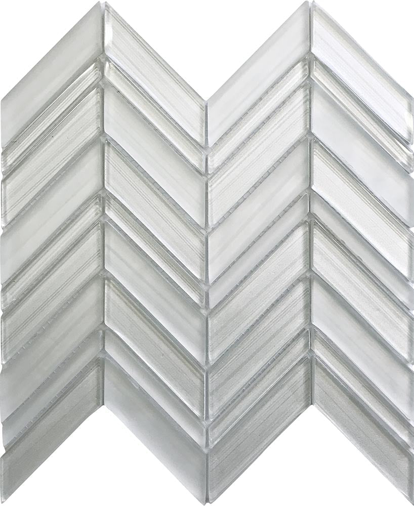 ICELAND NORDIC CHEVRON Glass Mosaic Tile.
