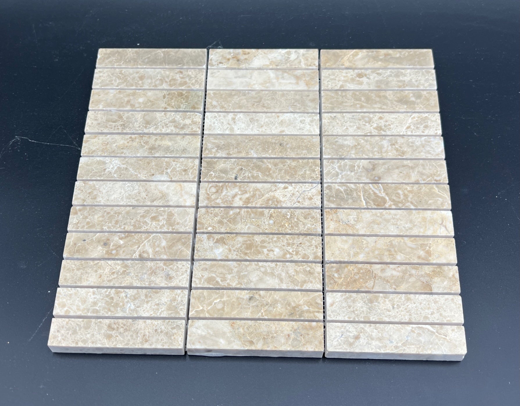 Cappuccino Marble 1x4 Polished Mosaic Tile - stoneandtiledepot.com