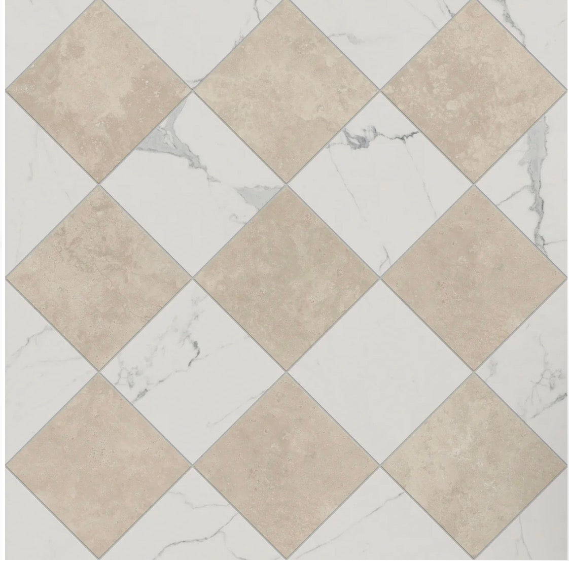 beige marble checkerboard shower floor tile design