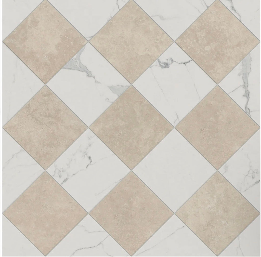 beige marble checkerboard shower floor tile design