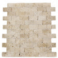 Ivory Travertine 1x2 Split Face Mosaic Tile.