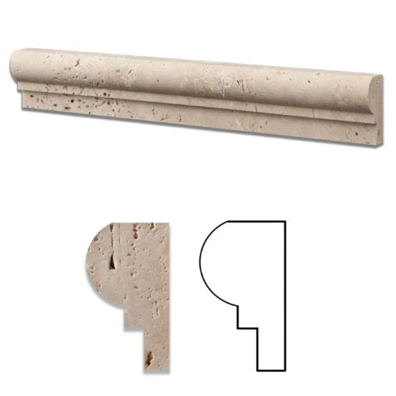 Ivory Travertine 2x12 Ogee-1 Chairrail Liner.