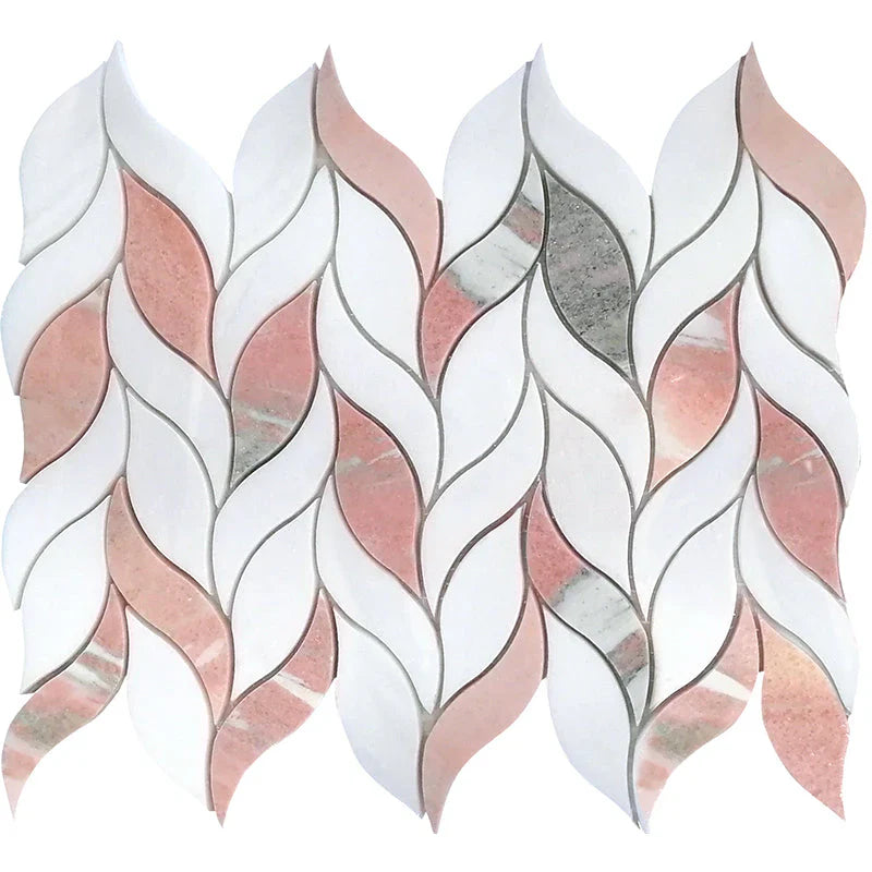 LOFOTEN Thassos, Norway Rose Mosaic Tile - stoneandtiledepot.com