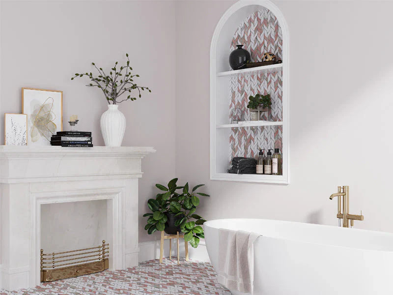 LOFOTEN Thassos, Norway Rose Mosaic Tile - stoneandtiledepot.com