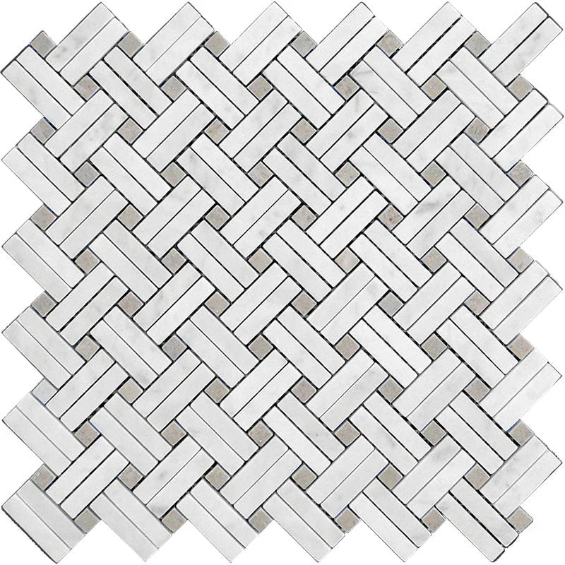 Marbella Andalusia Bianco Carrara / Eastern Beige Mosaic Tile.