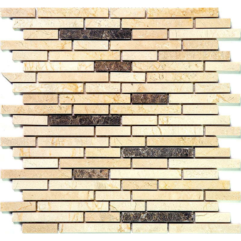 Marbella Old City Crema Marfil/emperador Dark Mosaic Tile.