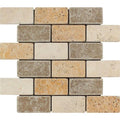 Mixed Travertine 2x4 Tumbled Mosaic Tile.
