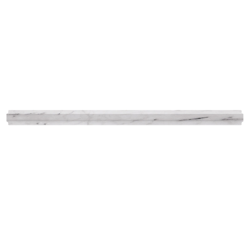Moldings Carrara Metro Pencil Polished Bianco Carrara Mosaic Tile.