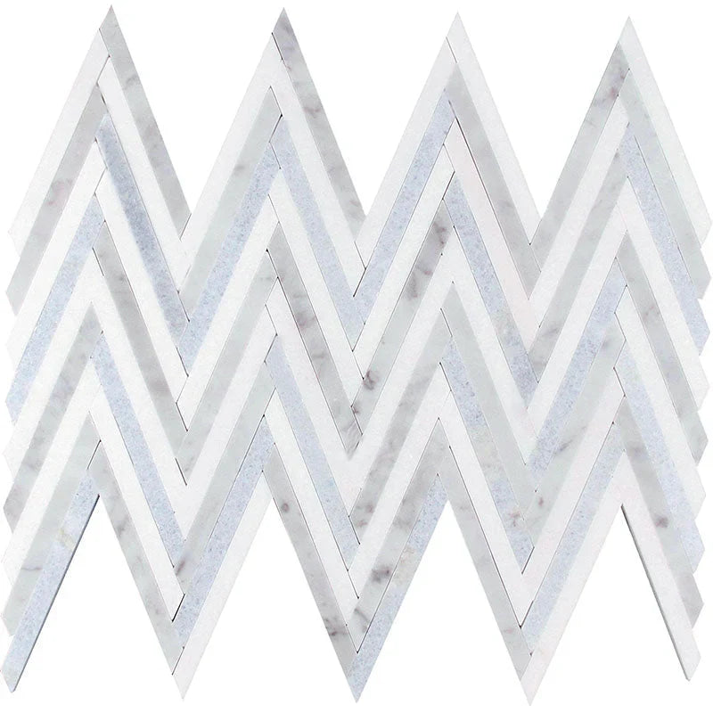 Mykonos Arcadia Thassos/bianco Carrara/blue Celeste Mosaic Tile.